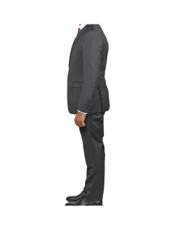 Blujacket Mens Charcoal Gray 100% Marzotto Wool Trim Fit Suit