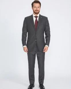Blujacket Mens Charcoal Gray 100% Wool Regular Fit 2 Piece Suit