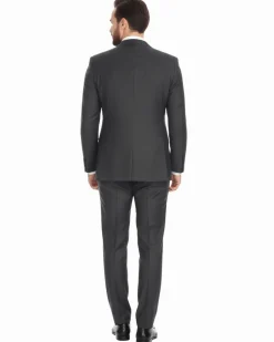 Blujacket Mens Charcoal Gray 100% Wool Regular Fit 2 Piece Suit