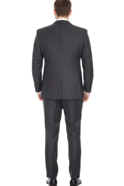 Blujacket Men's Charcoal Gray 100% Wool Canvassed Regular Fit Suit