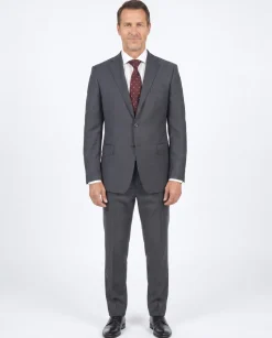 Blujacket Men's Charcoal Gray 100% Wool Canvassed Regular Fit Suit