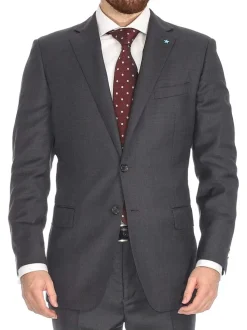Blujacket Men's Charcoal Gray 100% Wool Canvassed Regular Fit Suit