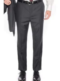 Blujacket Men's Charcoal Gray 100% Wool Canvassed Regular Fit Suit