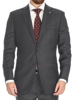 Blujacket Men's Charcoal Gray 100% Wool Canvassed Slim Fit Suit