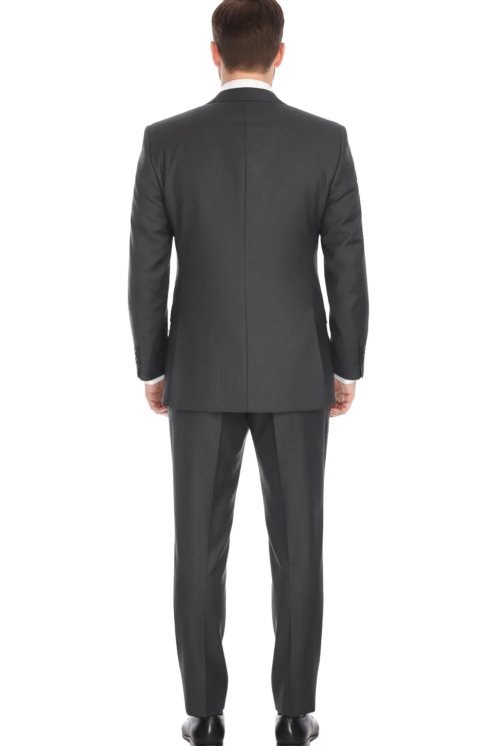 Blujacket Men's Charcoal Gray 100% Wool Canvassed Slim Fit Suit