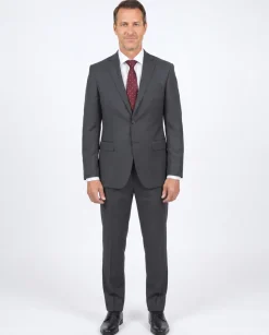 Blujacket Men's Charcoal Gray 100% Wool Canvassed Slim Fit Suit