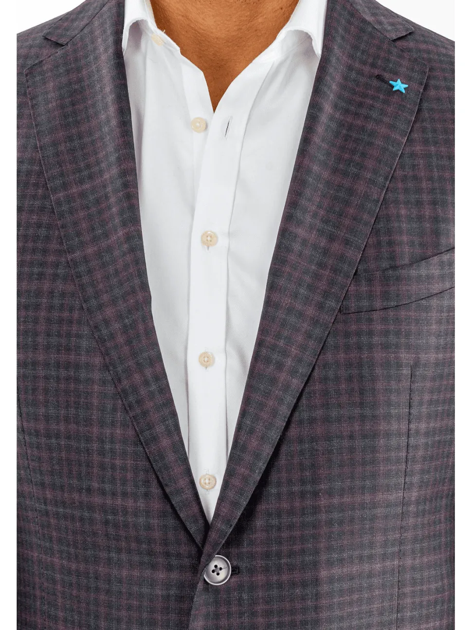 Blujacket Mens Gray & Purple Plaid Reda Wool Regular Fit Blazer Sportcoat