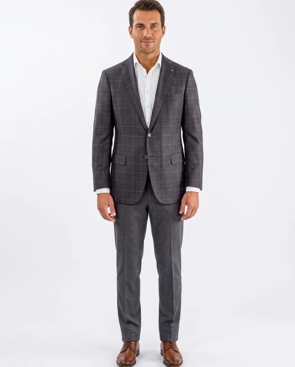Blujacket Mens Gray & Purple Plaid Reda Wool Regular Fit Blazer Sportcoat