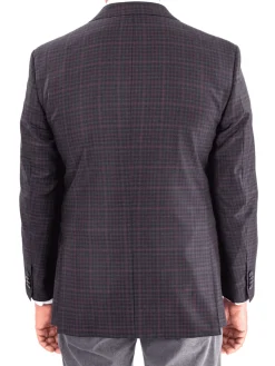 Blujacket Mens Gray & Purple Plaid Reda Wool Regular Fit Blazer Sportcoat