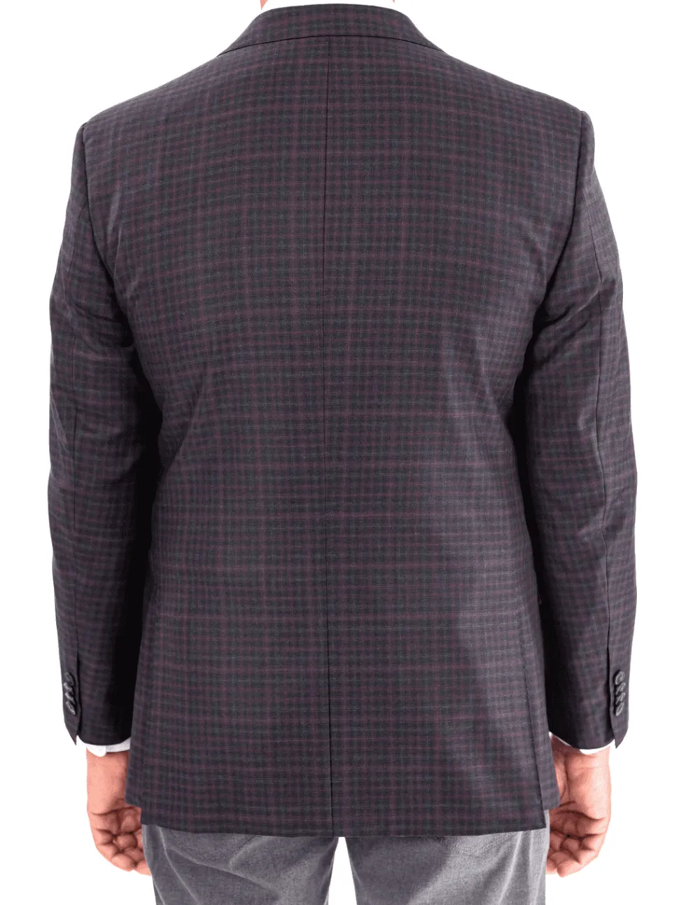 Blujacket Mens Gray & Purple Plaid Reda Wool Regular Fit Blazer Sportcoat
