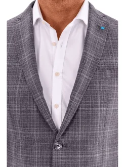 Blujacket Mens Gray Reda Wool Regular Fit 2 Button Trim Fit Blazer Sportcoat