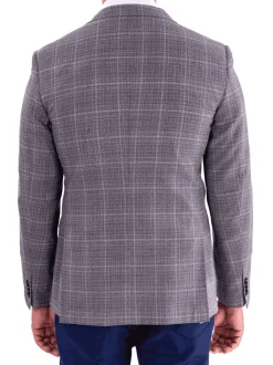 Blujacket Mens Gray Reda Wool Regular Fit 2 Button Trim Fit Blazer Sportcoat