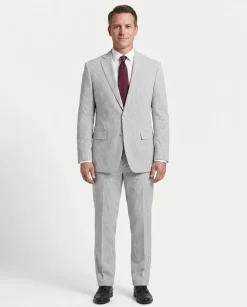 Blujacket Mens Grey Subalpino Cotton Regular Fit Seersucker Suit