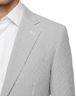 Blujacket Mens Grey Subalpino Cotton Regular Fit Seersucker Suit
