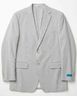 Blujacket Mens Grey Subalpino Cotton Regular Fit Seersucker Suit