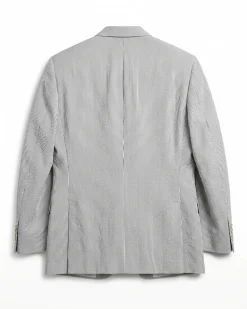 Blujacket Mens Grey Subalpino Cotton Regular Fit Seersucker Suit