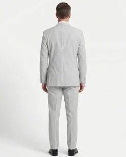 Blujacket Mens Grey Subalpino Cotton Regular Fit Seersucker Suit
