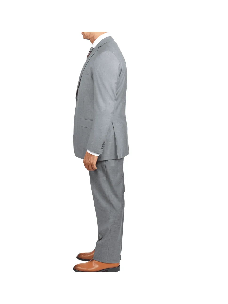 Blujacket Mens Light Gray Wool Cashmere Regular Fit 2 Piece Suit