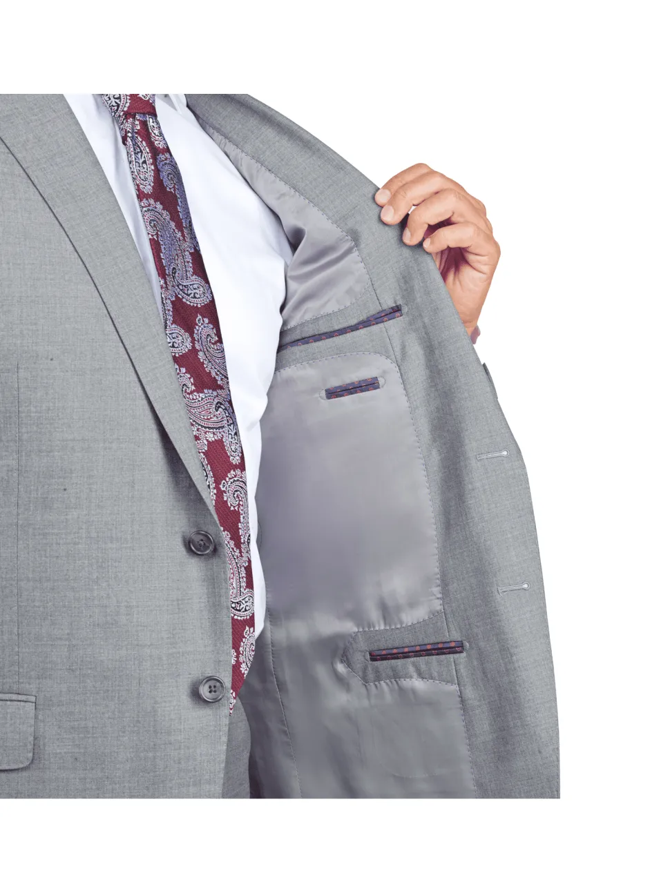 Blujacket Mens Light Gray Wool Cashmere Regular Fit 2 Piece Suit