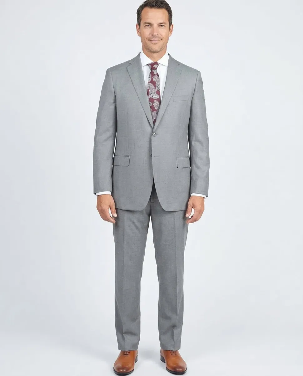 Blujacket Mens Light Gray Wool Cashmere Regular Fit 2 Piece Suit
