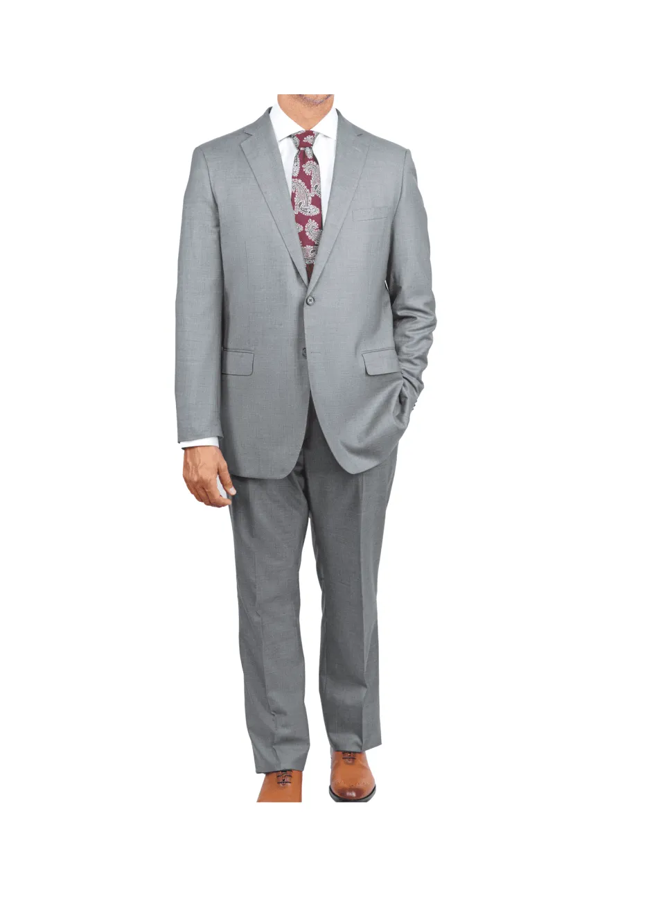 Blujacket Mens Light Gray Wool Cashmere Regular Fit 2 Piece Suit