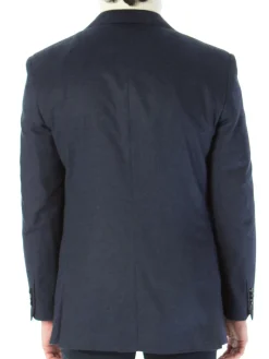 Blujacket Mens Navy Blue Regular Fit Silk Cashmere 2 Button Blazer Sportcoat