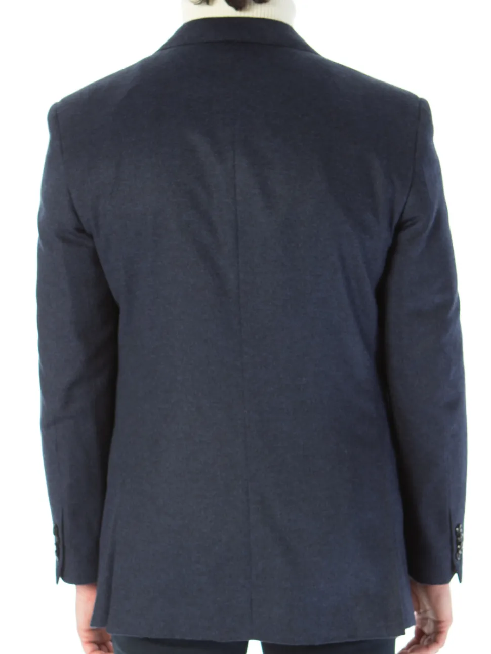Blujacket Mens Navy Blue Regular Fit Silk Cashmere 2 Button Blazer Sportcoat