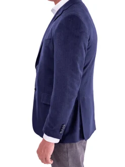 Blujacket Mens Navy Blue Silk Cashmere Regular Fit 2 Button Blazer Sportcoat