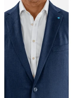 Blujacket Mens Navy Blue Silk Cashmere Regular Fit 2 Button Blazer Sportcoat