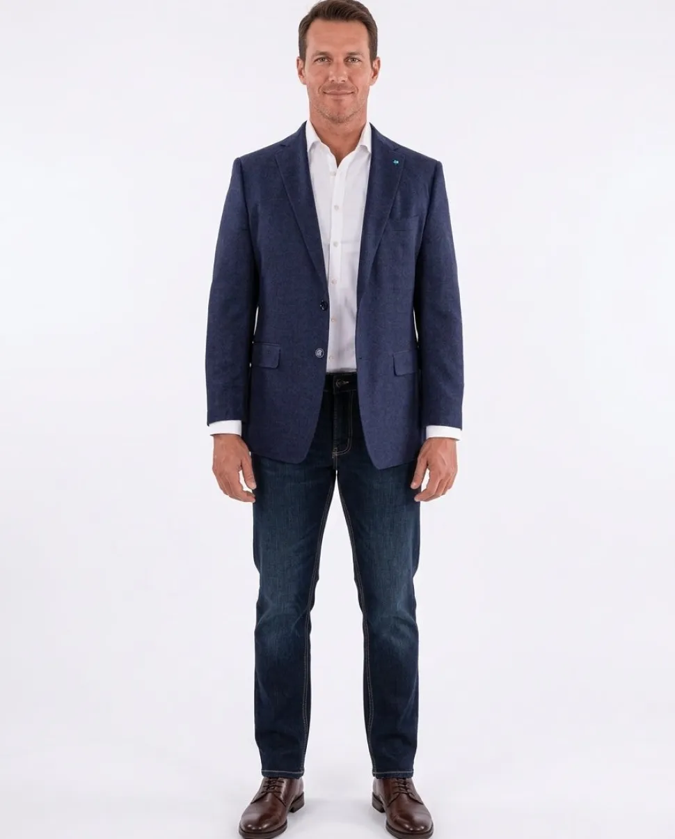 Blujacket Men's Navy Maron Plaid Reda Wool Regular Fit Blazer Sportcoat