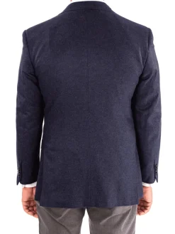 Blujacket Men's Navy Maron Plaid Reda Wool Regular Fit Blazer Sportcoat