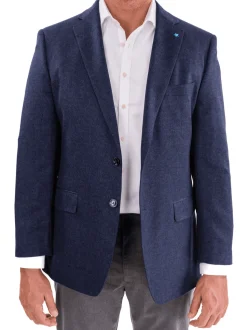 Blujacket Men's Navy Maron Plaid Reda Wool Regular Fit Blazer Sportcoat