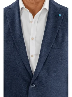 Blujacket Men's Navy Maron Plaid Reda Wool Regular Fit Blazer Sportcoat