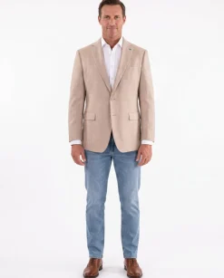 Blujacket Mens Sand Regular Fit Silk Cashmere 2 Button Blazer Sportcoat