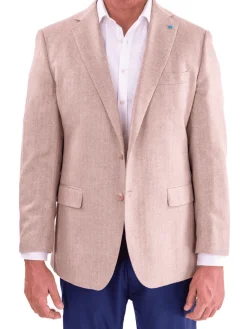 Blujacket Mens Sand Regular Fit Silk Cashmere 2 Button Blazer Sportcoat
