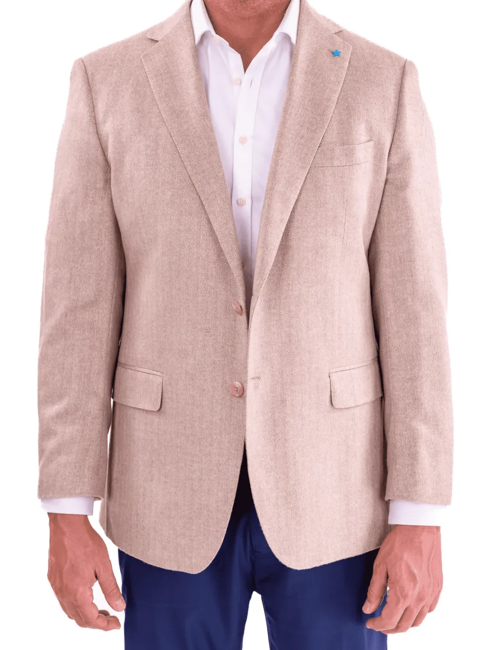 Blujacket Mens Sand Regular Fit Silk Cashmere 2 Button Blazer Sportcoat