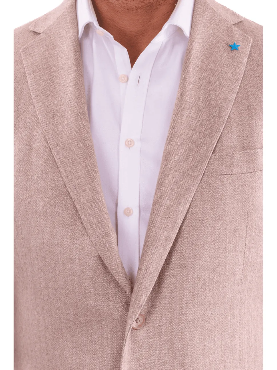 Blujacket Mens Sand Regular Fit Silk Cashmere 2 Button Blazer Sportcoat
