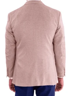 Blujacket Mens Sand Regular Fit Silk Cashmere 2 Button Blazer Sportcoat