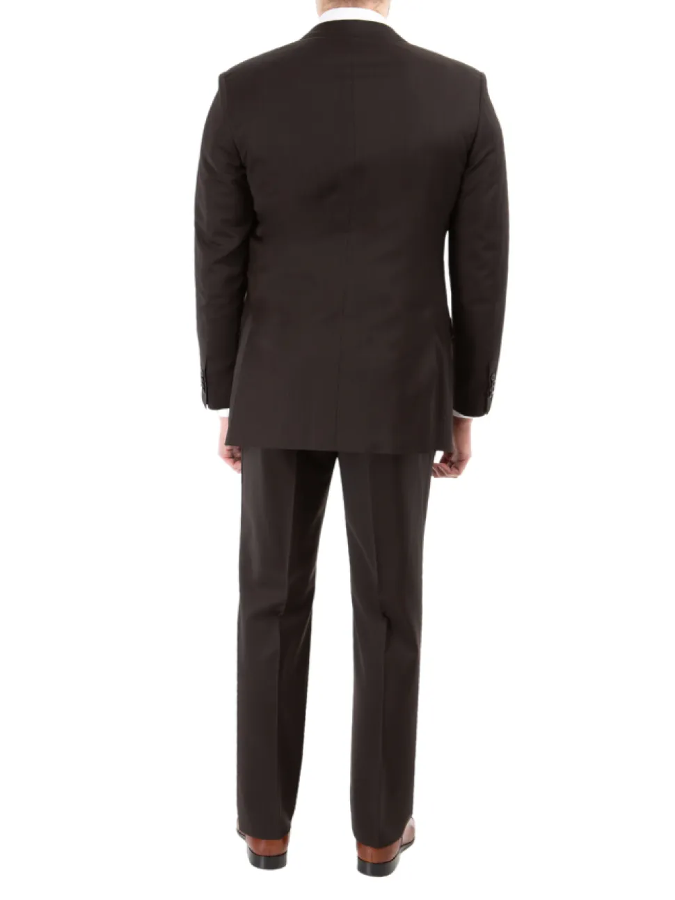 Blujacket Mens Solid Brown 100% Marzotto Wool Regular Fit 2 Piece Suit