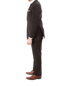 Blujacket Mens Solid Brown 100% Marzotto Wool Regular Fit 2 Piece Suit