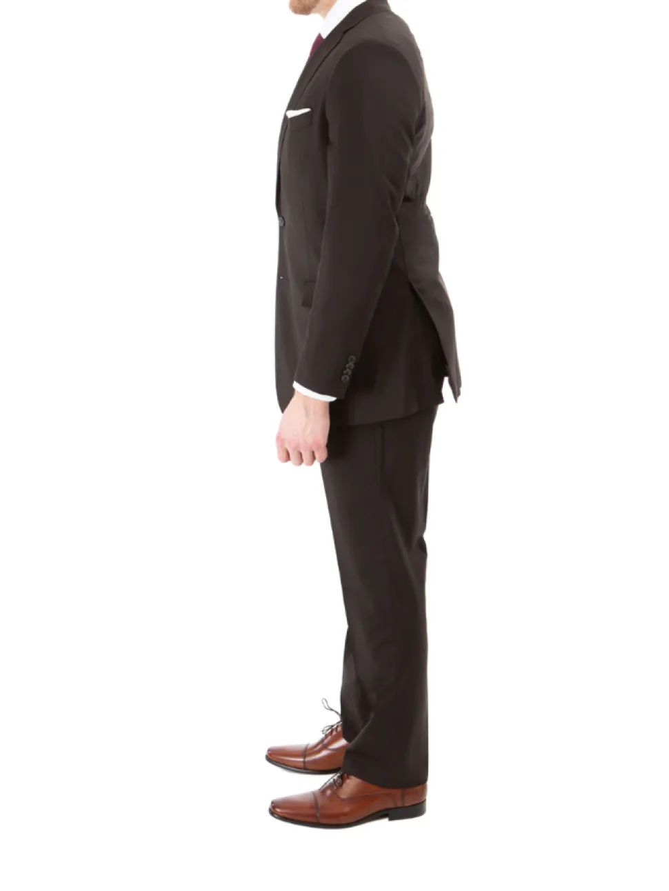 Blujacket Mens Solid Brown 100% Marzotto Wool Regular Fit 2 Piece Suit