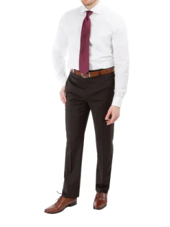 Blujacket Mens Solid Brown 100% Marzotto Wool Regular Fit 2 Piece Suit