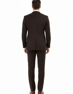 Blujacket Mens Solid Brown 100% Marzotto Wool Regular Fit 2 Piece Suit