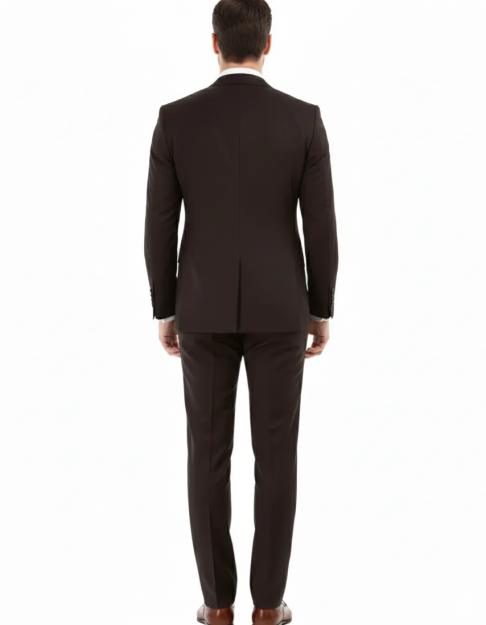 Blujacket Mens Solid Brown 100% Marzotto Wool Regular Fit 2 Piece Suit