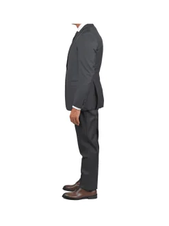 Blujacket Mens Solid Charcoal Gray Wool Cashmere Trim Fit 2 Piece Suit