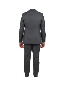 Blujacket Mens Solid Charcoal Gray Wool Cashmere Trim Fit 2 Piece Suit
