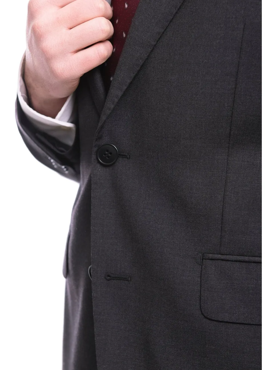 Blujacket Mens Solid Charcoal Gray Wool Cashmere Blend Regular Fit 2 Piece Suit