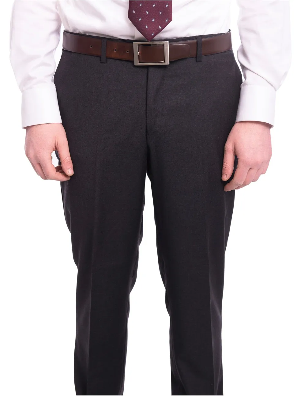Blujacket Mens Solid Charcoal Gray Wool Cashmere Blend Regular Fit 2 Piece Suit