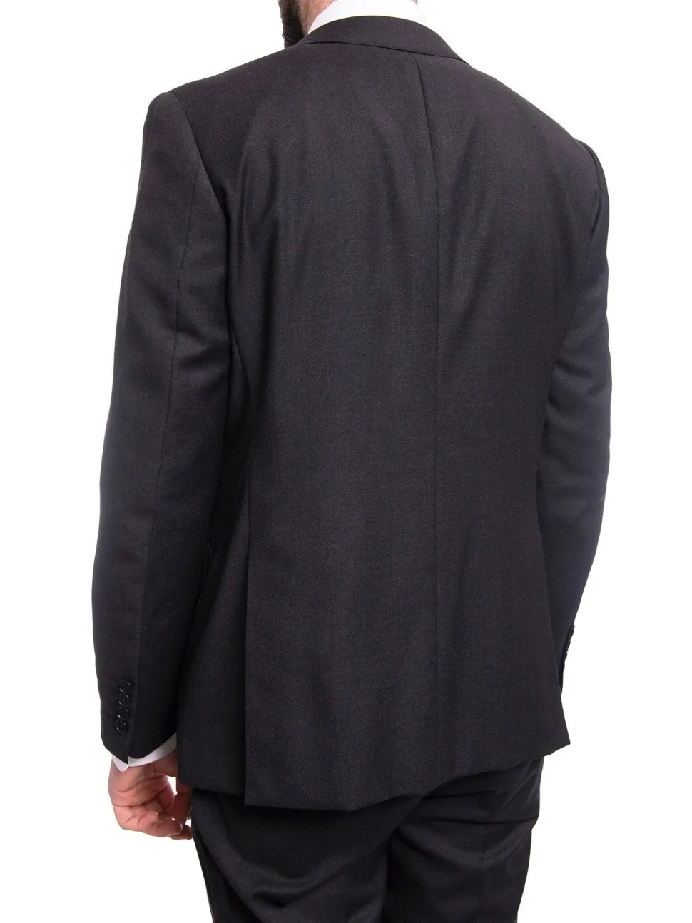 Blujacket Mens Solid Charcoal Gray Wool Cashmere Blend Regular Fit 2 Piece Suit