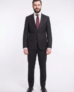 Blujacket Mens Solid Charcoal Gray Wool Cashmere Blend Regular Fit 2 Piece Suit